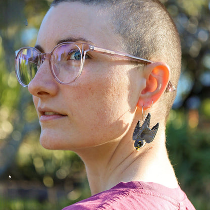 BINKABU Peregrine Falcon Hoops handmade acrylic bird earrings