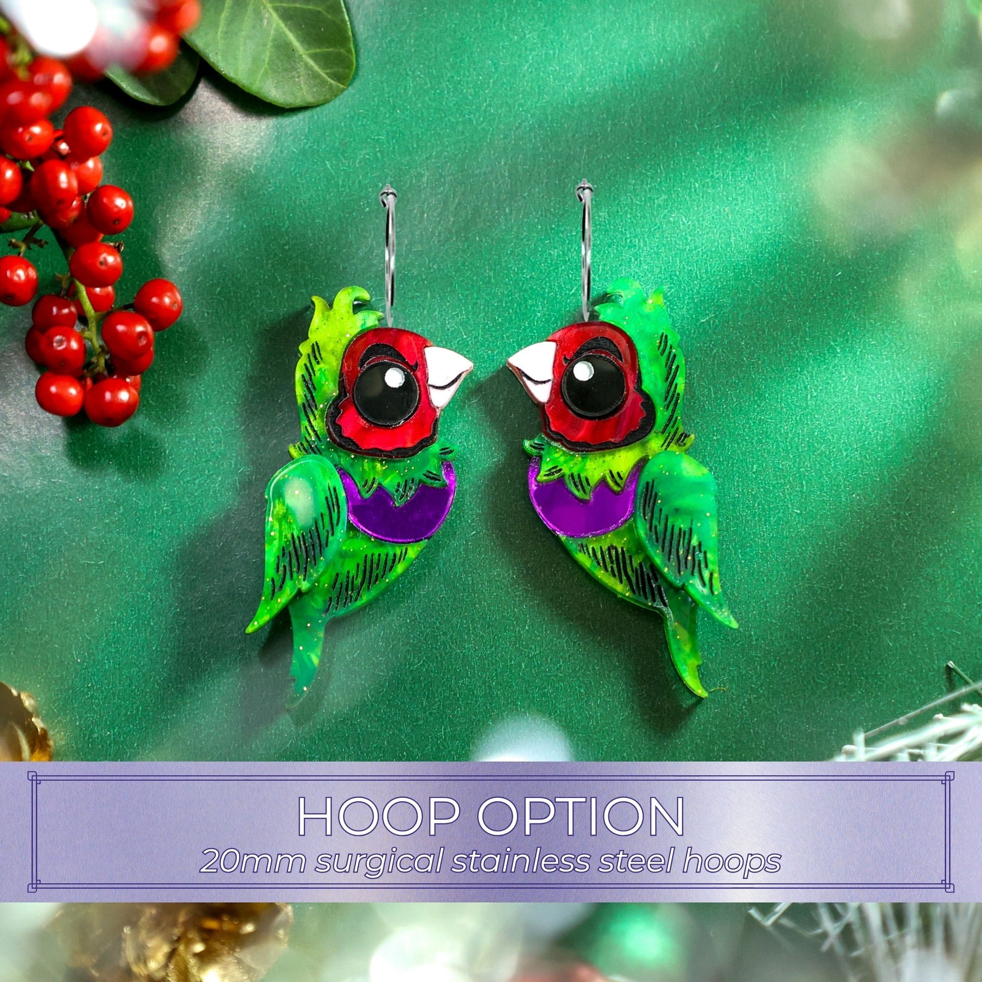 Gouldian Grinch - Stud Earrings