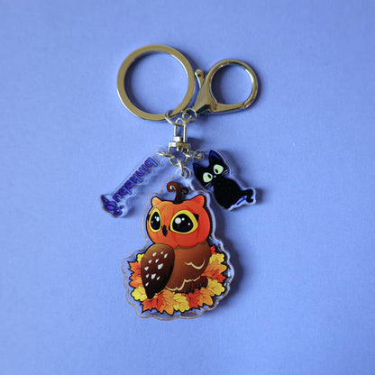 Acrylic Keychain - Jack-Owl-Lantern - Halloween Birds