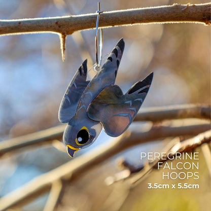 BINKABU Peregrine Falcon Hoops handmade acrylic bird earrings