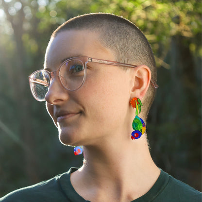 BINKABU Rainbow Lorikeet handmade acrylic bird earrings