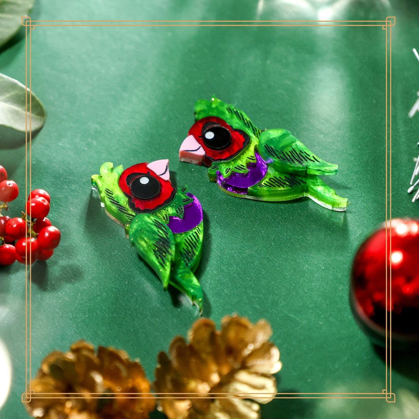 Gouldian Grinch - Stud Earrings