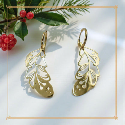 LIMITED EDITION: Mismatched Christmas Feathers - 2-in-1 Hoop Earrings - 2025 Christmas Collection
