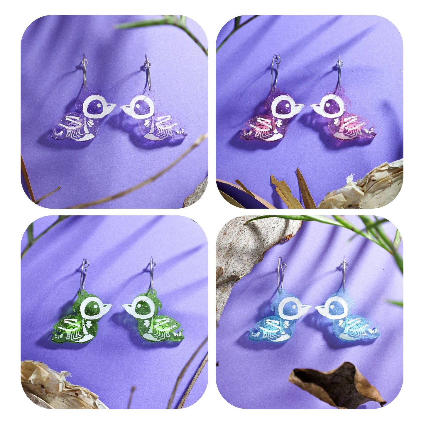 Spookaburras - Jelly Hoops - Halloween Bird Earrings