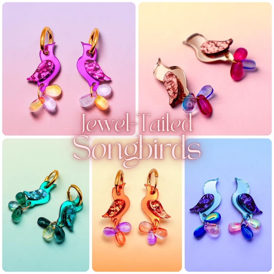 NEW: Jewel-Tailed Songbirds Earrings - Handmade Bird Earrings