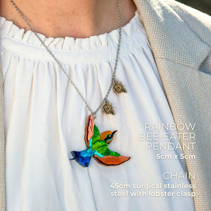 BINKABU Rainbow Bee Eater Acrylic Necklace