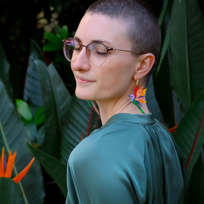 'Birds of Paradise' - Stunning Strelitzia - Handmade Bird Earrings