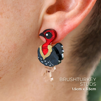 Brushturkey Studs - Statement Bird Earrings