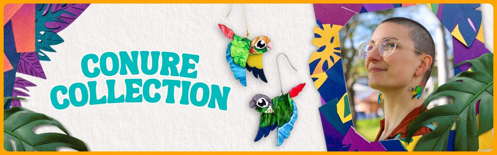 BINKABU Handmade Conure Bird Earrings
