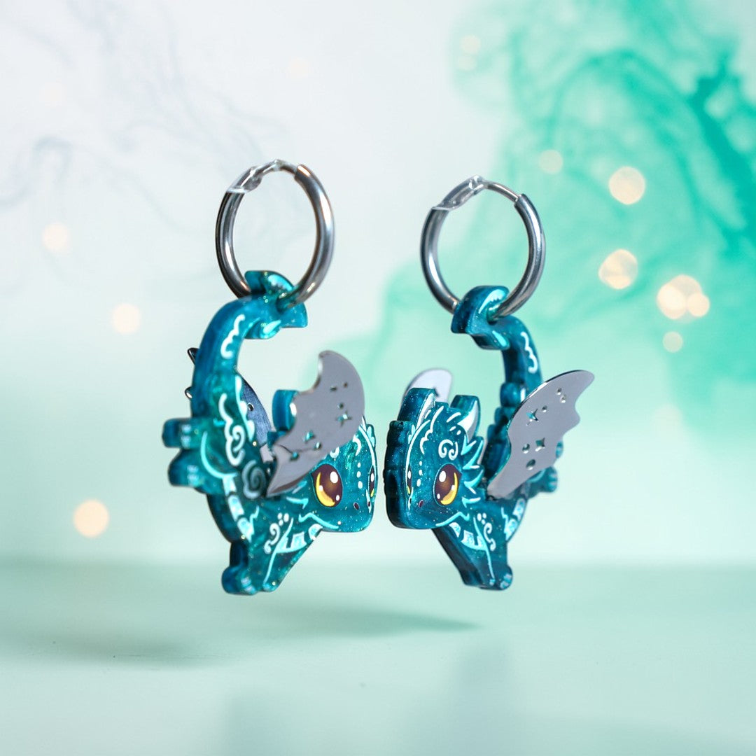 PREORDER - GALAXA - 3D Dragon Earrings - Shipping Early-Mid July