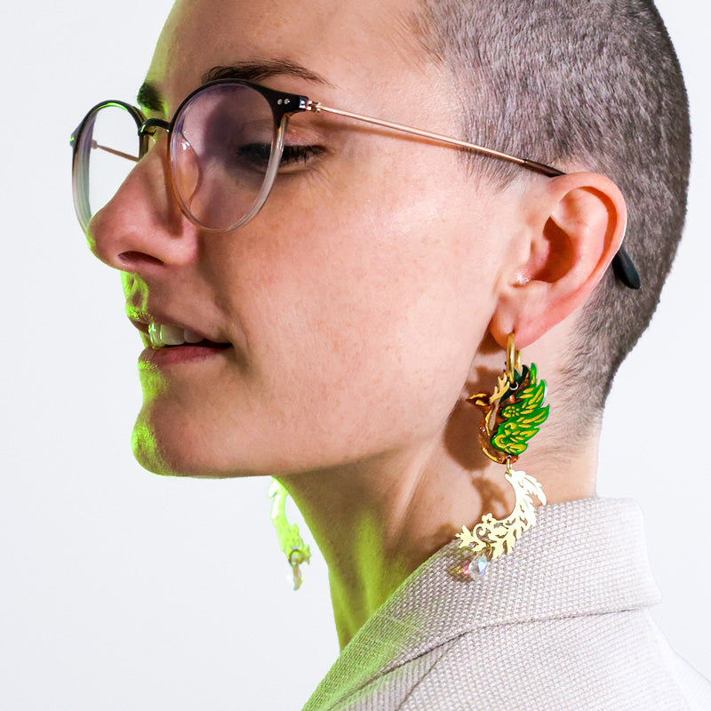 FINAL SALE: The Guardian - 2025 Earth Elemental - Acrylic and Brass Earrings