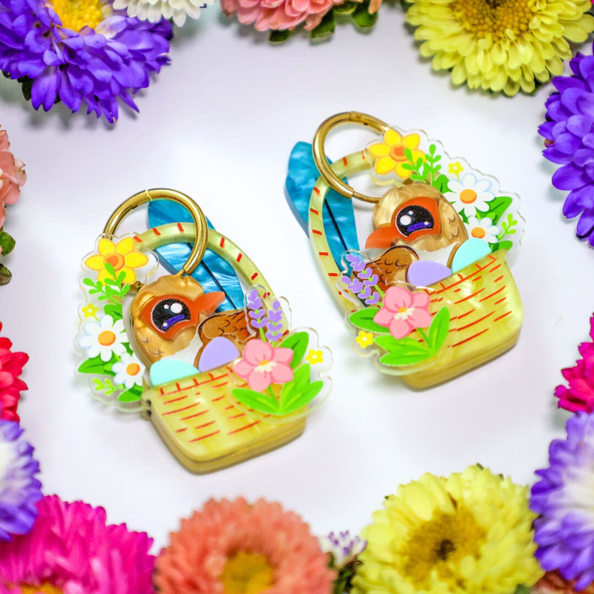 Fairywren Easter Basket Hoop Earrings BINKABU