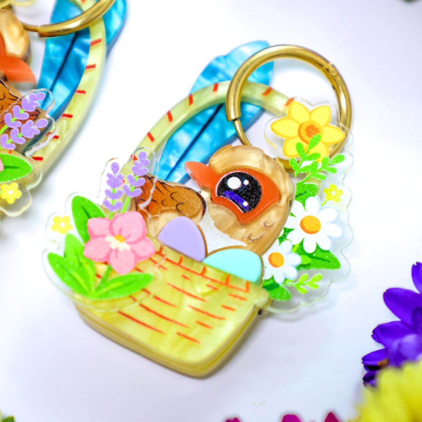 Fairywren Easter Basket Hoop Earrings BINKABU