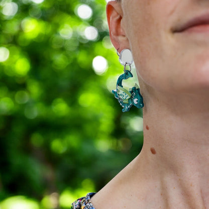SPICE & DRAGONS - 3D 'Galaxa' Dangles - Handmade Acrylic Dragon Earrings