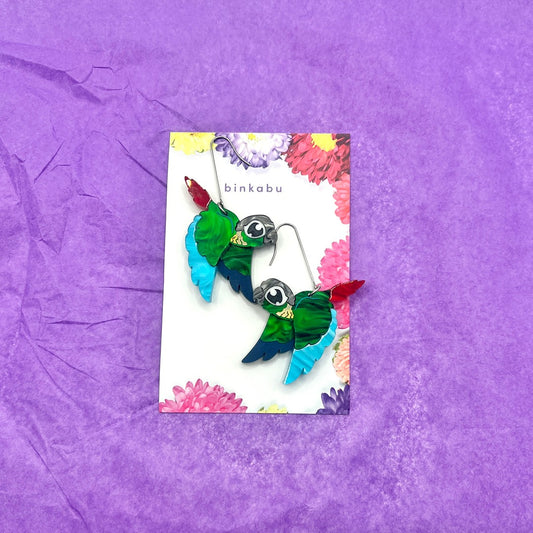 Seconds Sale Earrings - Green-Cheeked Conures - Limited - EOFYS 2026