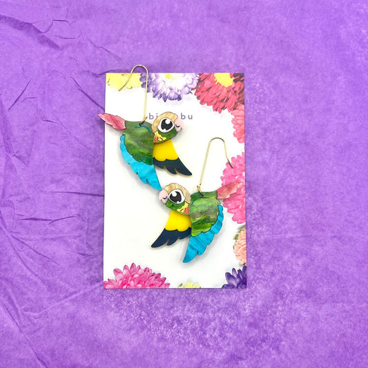Seconds Sale Earrings - Pineapple Conures - Limited - EOFYS 2026