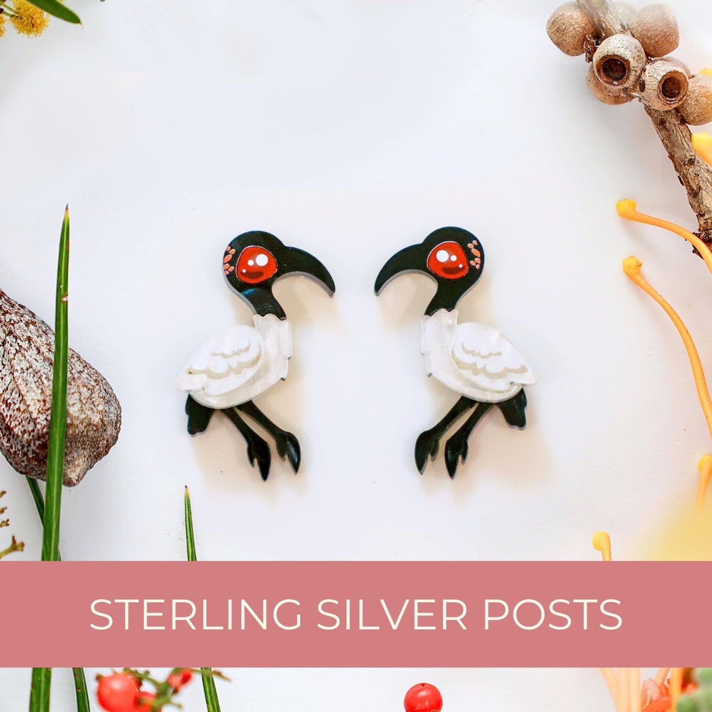 Australian White Ibis Stud Earrings