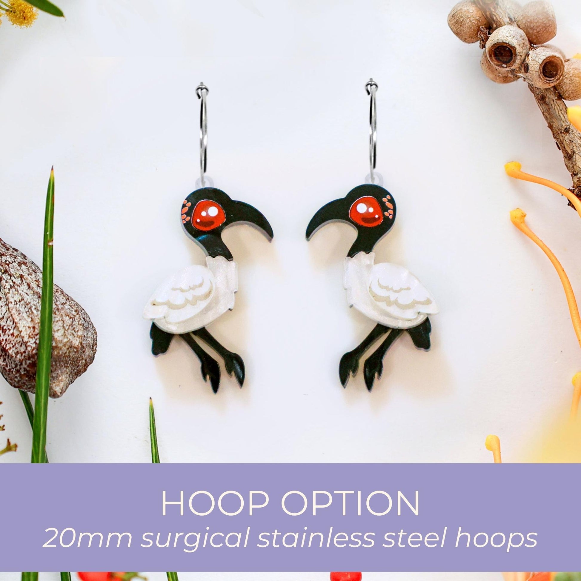 Australian White Ibis Stud Earrings