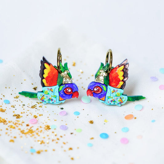Birds in Bird Shirts - Rainbow Lorikeet Earrings - 2026 Birthday Collection