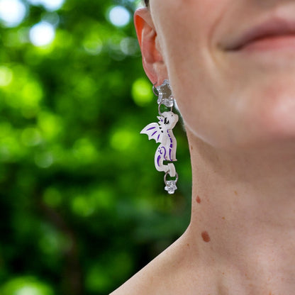 SPICE & DRAGONS - 3D ‘Luna' Star Dragon - Handmade Acrylic Dangle Earrings