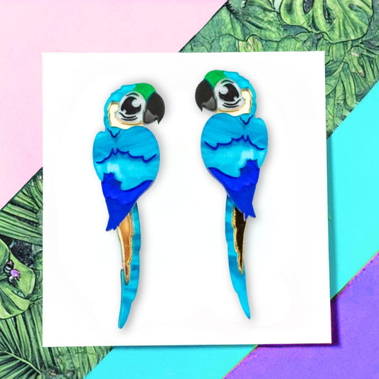 Handmade macaw earrings BINKABU bird jewellery