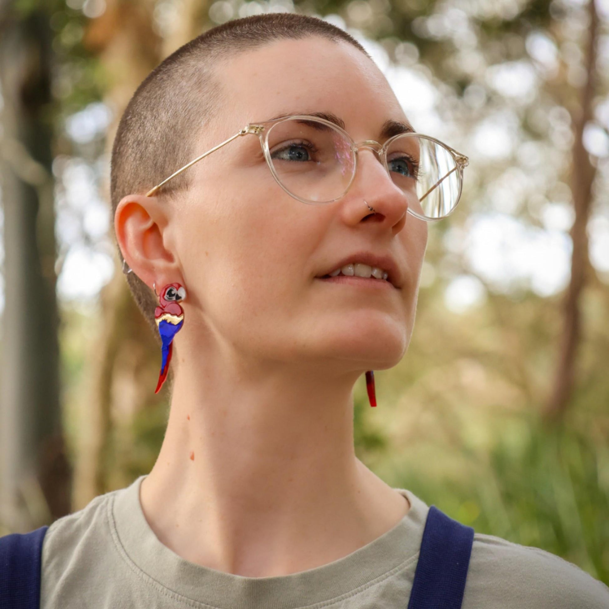 Handmade macaw earrings BINKABU bird jewellery