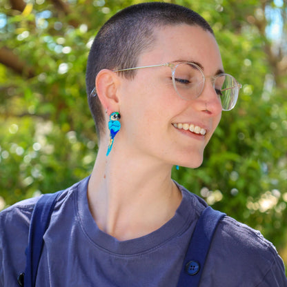 Handmade macaw earrings BINKABU bird jewellery