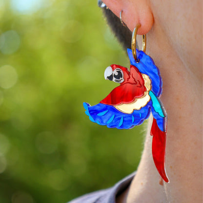 Handmade macaw earrings BINKABU bird jewellery