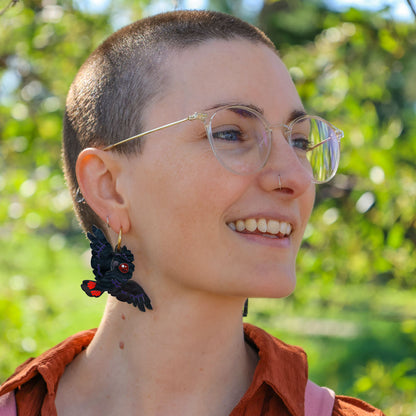 Red-Tailed Black Cockatoo Hoop Earrings - Statement Bird Earrings