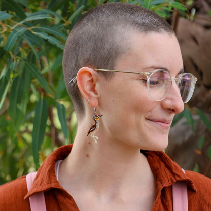 Bush Stone-Curlew Earrings - Statement Bird Earrings