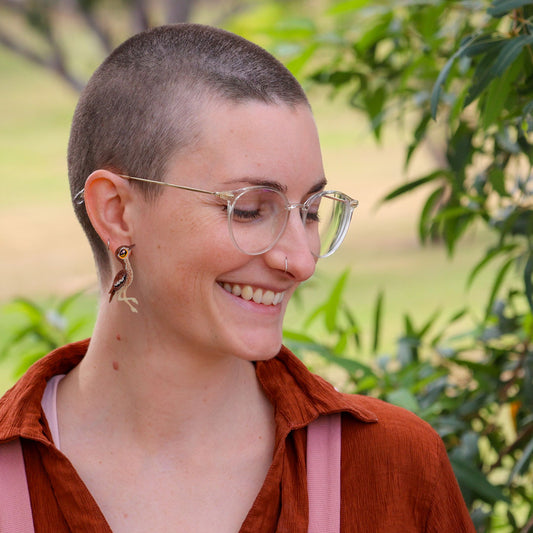 Bush Stone-Curlew Earrings - Statement Bird Earrings
