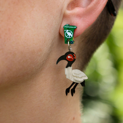 Ibis 'Bin Chicken' Bin Dangles - Statement Bird Earrings