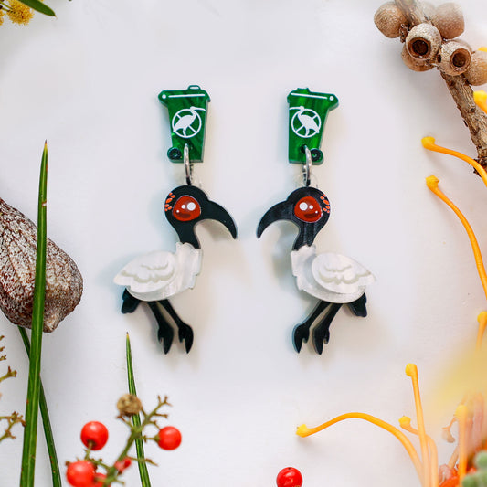 Ibis 'Bin Chicken' Bin Dangles - Statement Bird Earrings