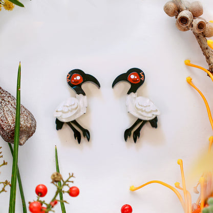 Ibis Studs - Bin Chickens - Statement Bird Earrings