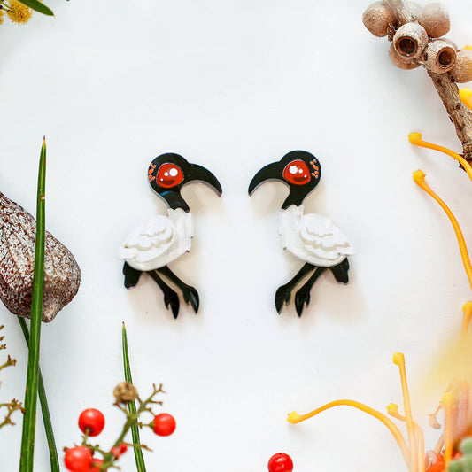 Ibis Studs - Bin Chickens - Statement Bird Earrings