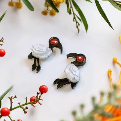 Ibis Studs - Bin Chickens - Statement Bird Earrings