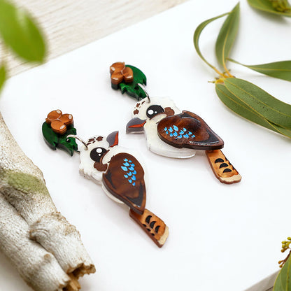 Kookaburra Dangle Earrings - Acrylic Bird Earrings