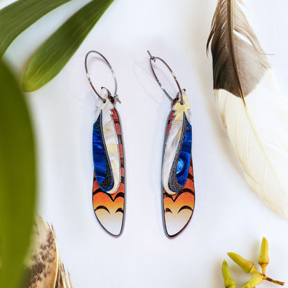Foraged Feathers - Laughing Kookaburra - Handmade Statement Bird Earrings