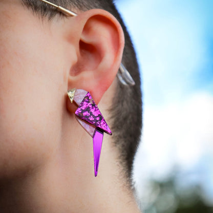 Origami-Inspired Perched Parrot Stud Earrings - Handmade Bird Earrings