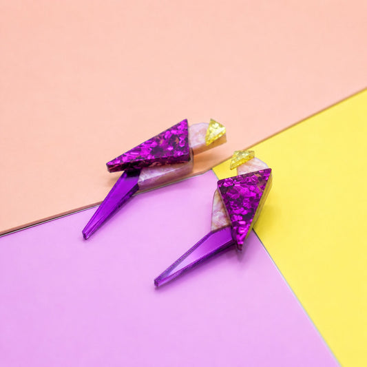 Origami-Inspired Perched Parrot Stud Earrings - Handmade Bird Earrings