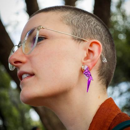 Origami-Inspired Perched Parrot Stud Earrings - Handmade Bird Earrings