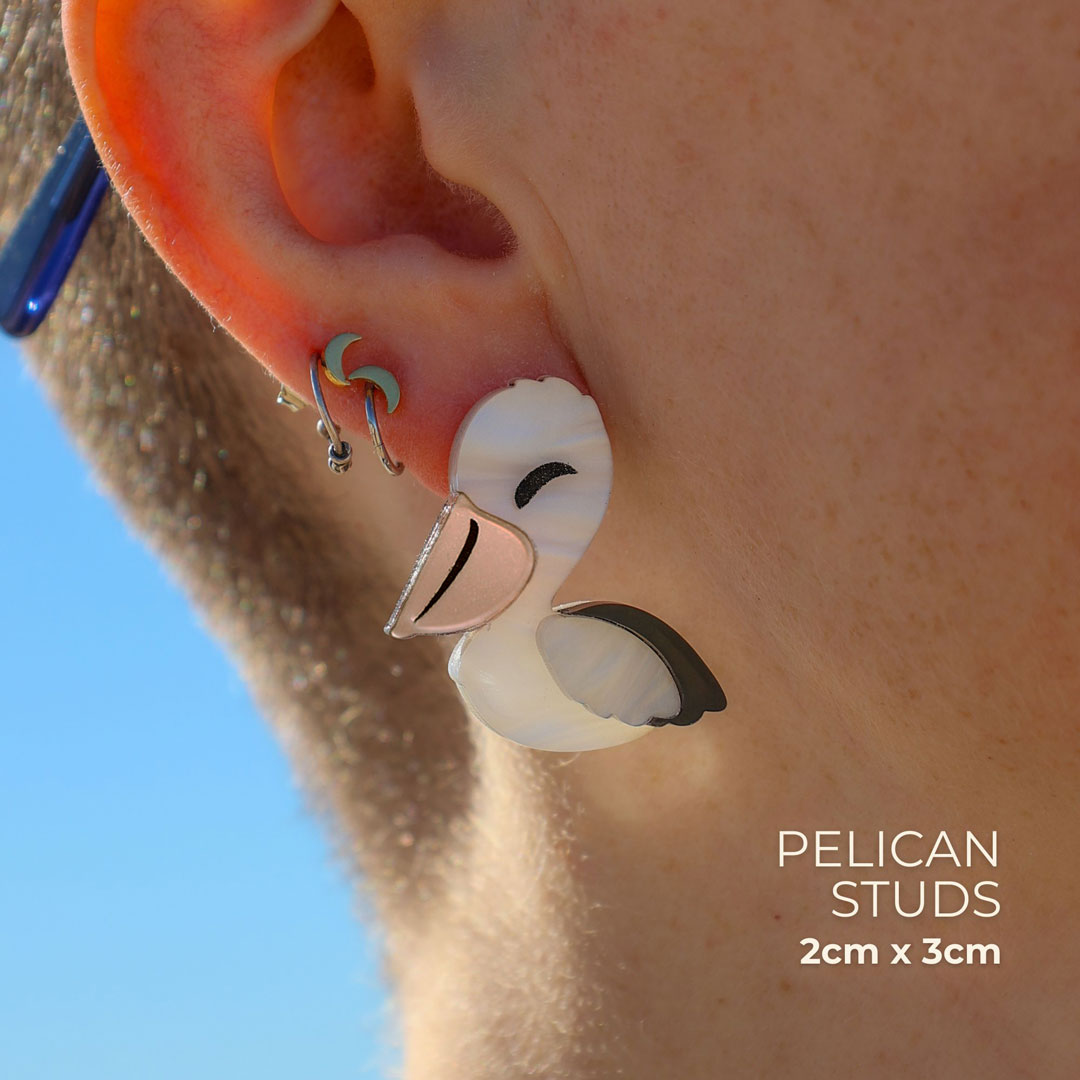 Pelican Studs - Statement Bird Earrings