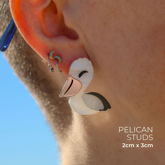 Pelican Studs - Statement Bird Earrings