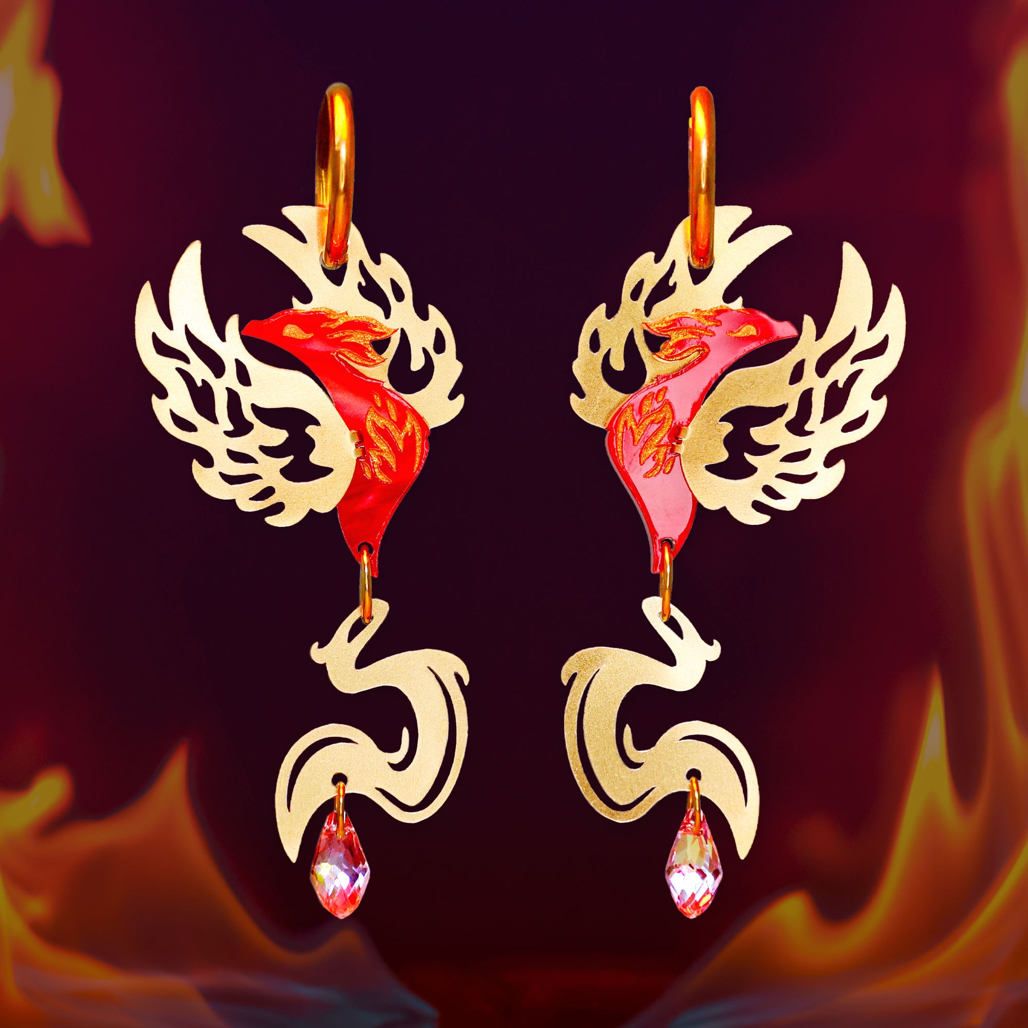 FINAL SALE: The Phoenix - 2025 Fire Elemental - Acrylic and Metal Earrings