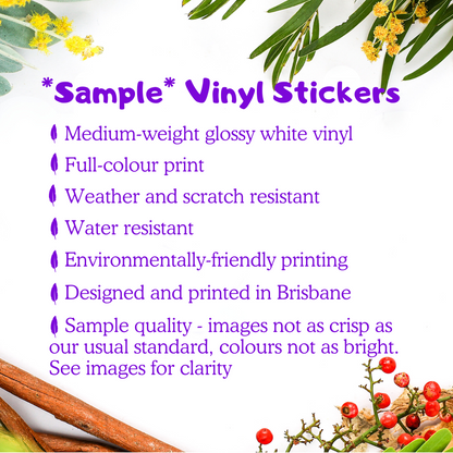 SAMPLE Stickers - Regent Bowerbird (male) - Gloss Vinyl Stickers