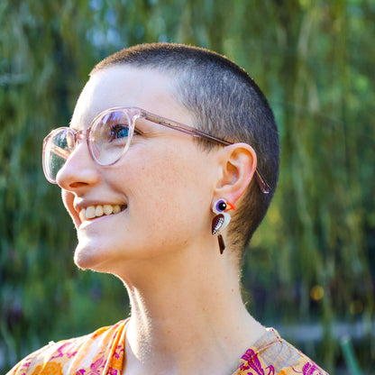 BINKABU Red-Billed Hornbill handmade acrylic bird earrings