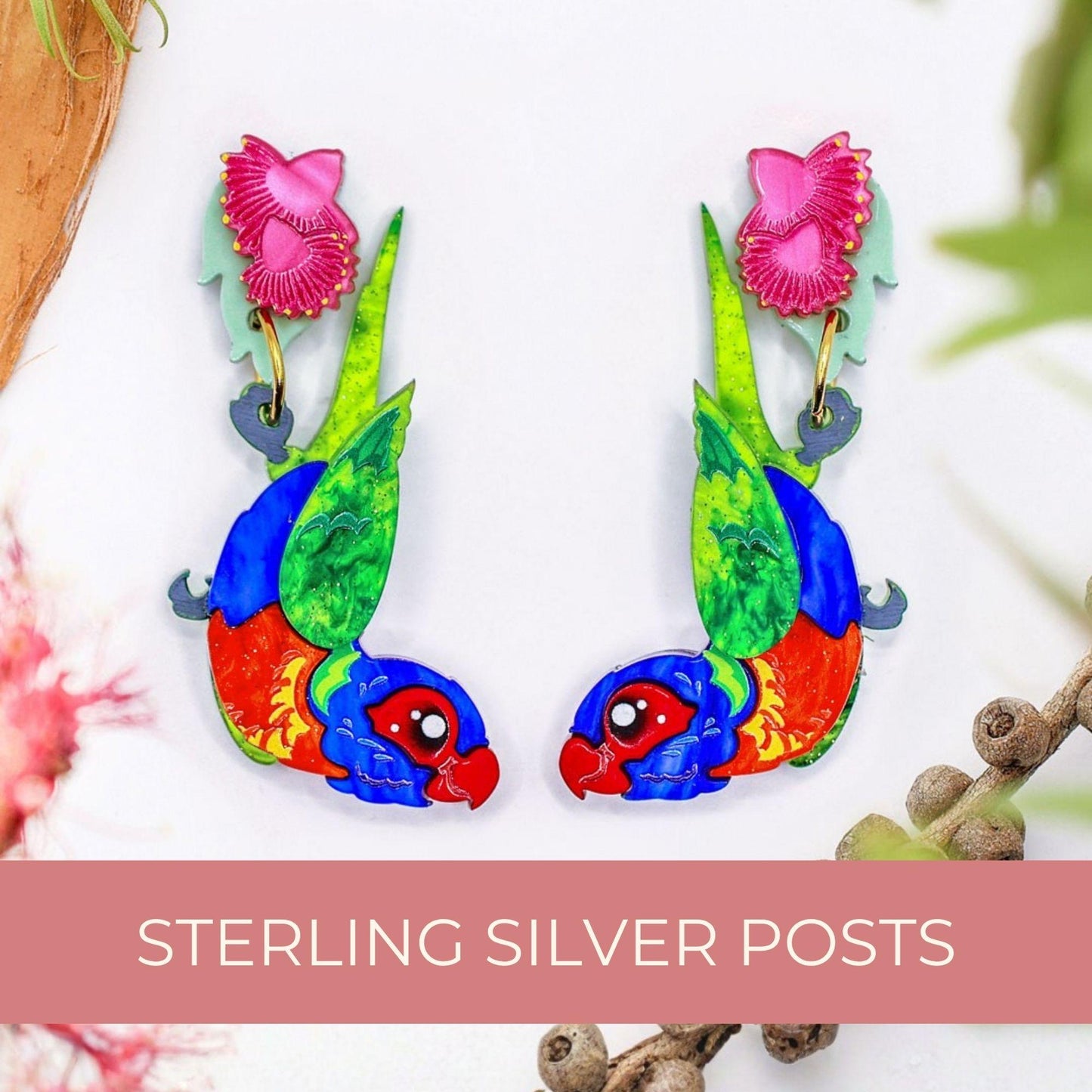 Rainbow_Lorikeet_Handmade_Earrings_UV_BINKABU