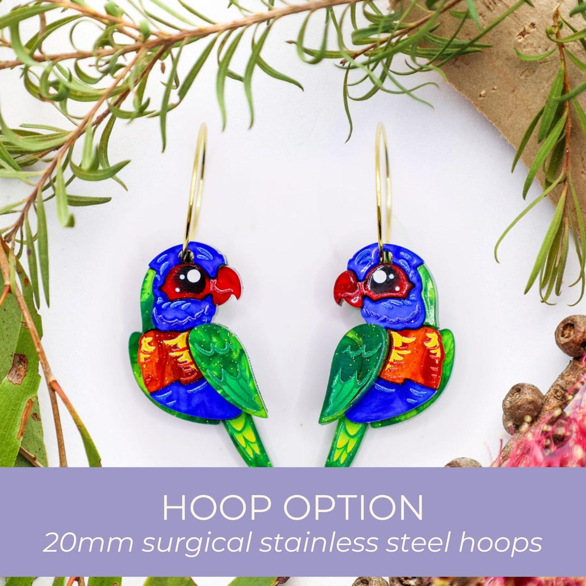 Rainbow_Lorikeet_Handmade_Earrings_UV_BINKABU