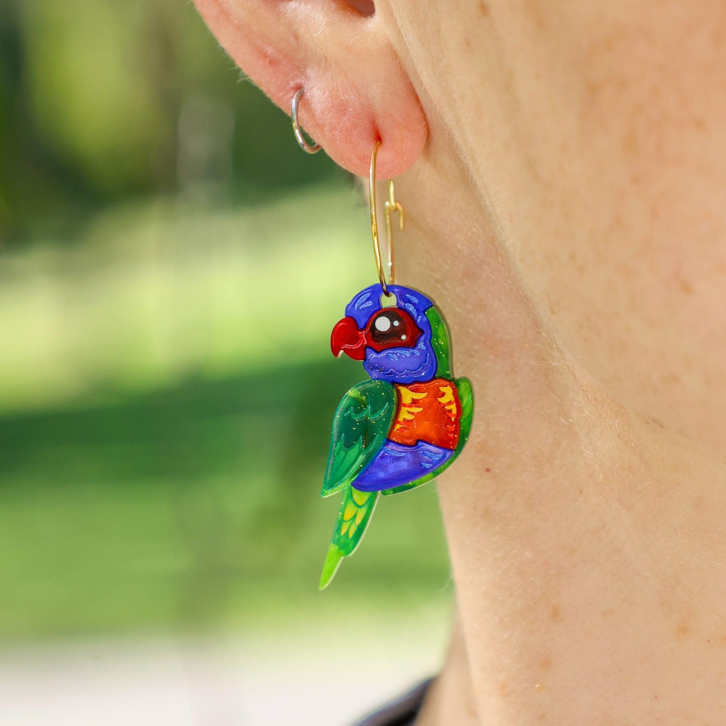 Rainbow_Lorikeet_Handmade_Earrings_UV BINKABU