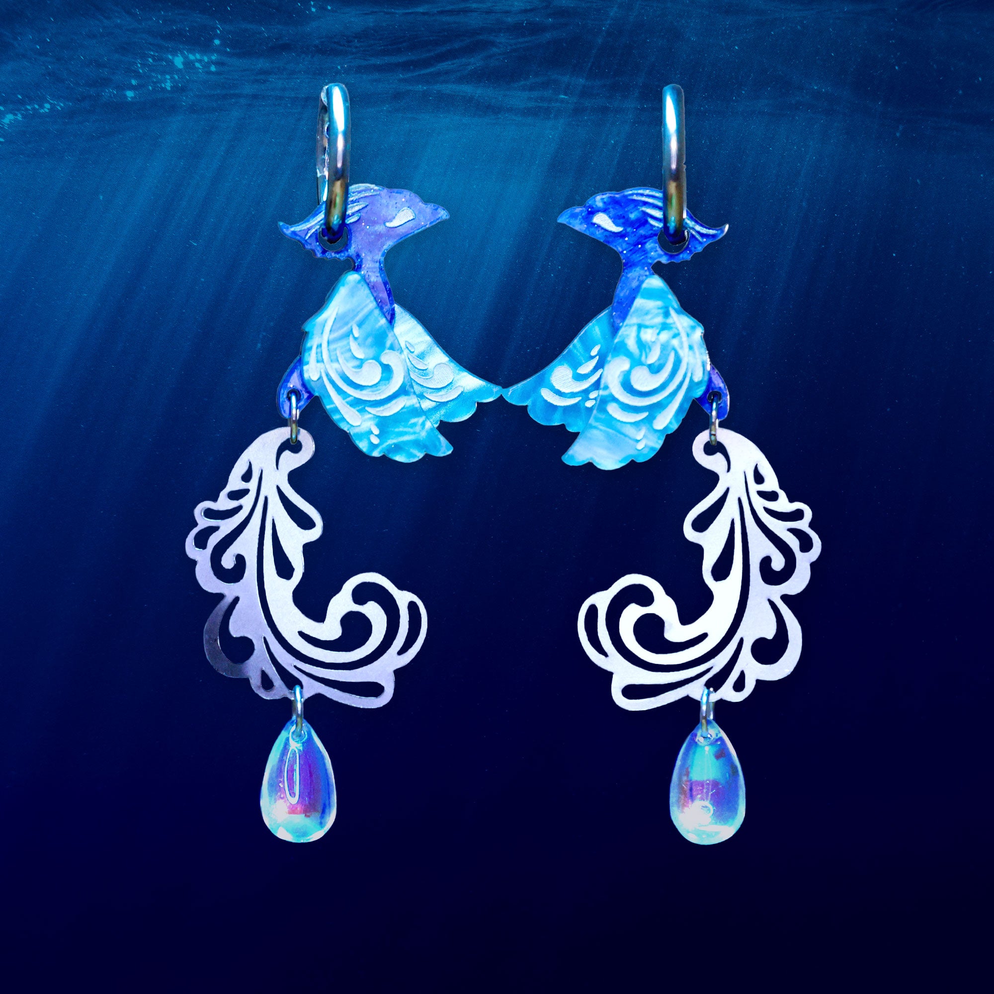 FINAL SALE: The Siren - 2025 Water Elemental - Acrylic and Metal Earrings